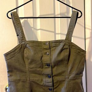 Strappy military green canvas cotton dress